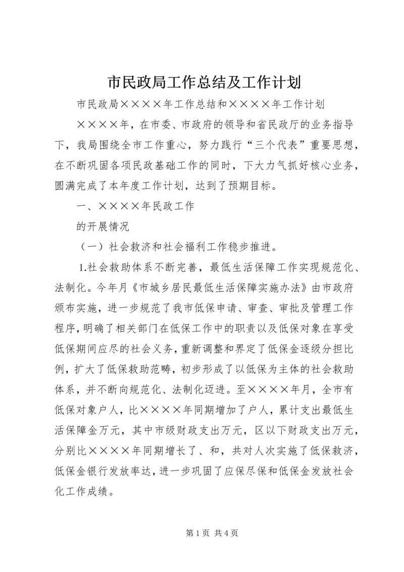 市民政局工作总结及工作计划 (4).docx