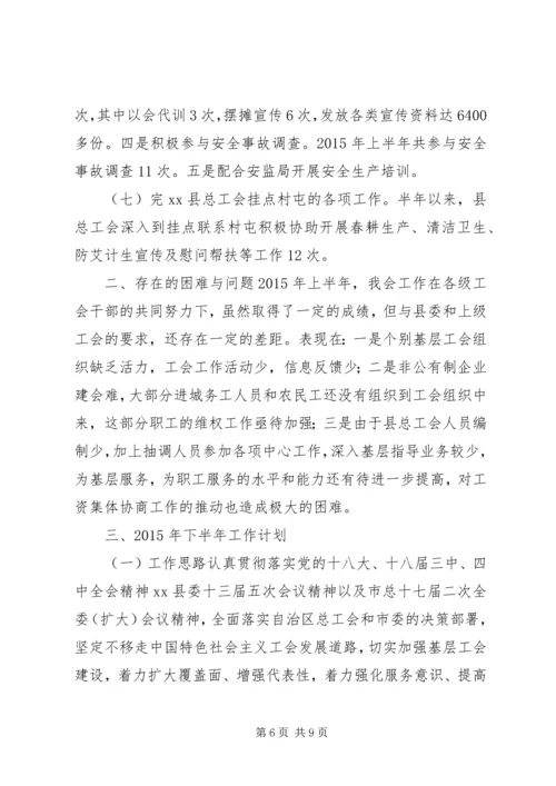 乡镇工会上半年工作总结和下半年工作计划.docx