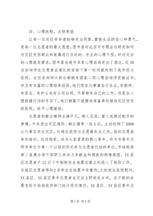 全市抗震救灾志愿服务总结.docx