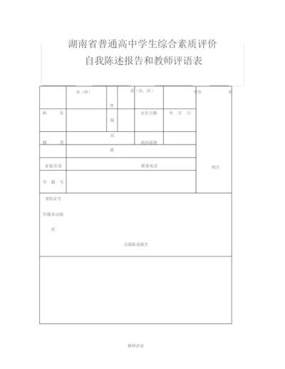 综合评价个人陈述范文模板_整理湖南省普通高中学生综合素质评价.docx