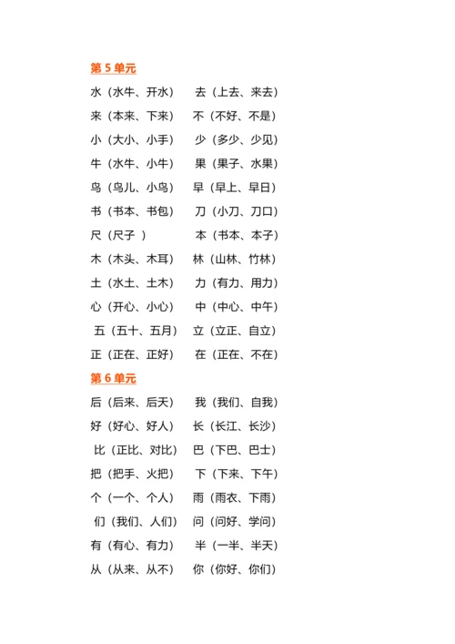 语文一年级上册全册《知识重点》.docx