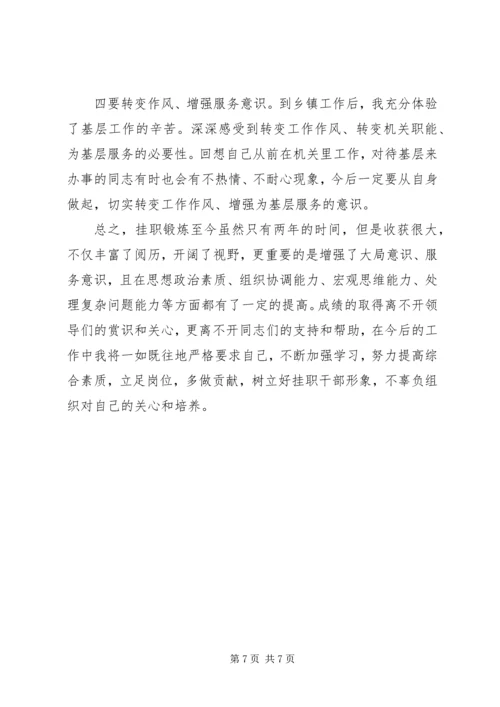 乡镇挂职锻炼工作总结范文.docx