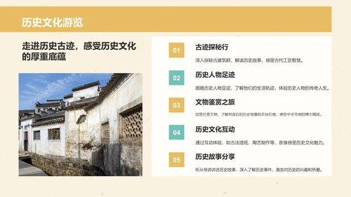 橙色国潮风文化深度游计划：历史与人文结合体验PPT模板