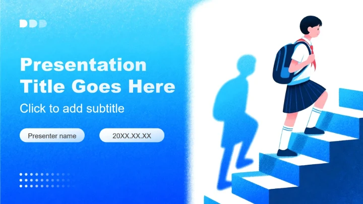 蓝色渐变插画风大学生职业生涯规划PPT主题模板