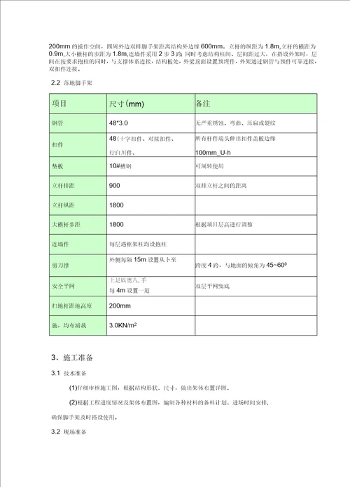 外架施工方案及计算书