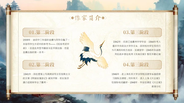 金庸武侠文学小说作家知识ppt模板