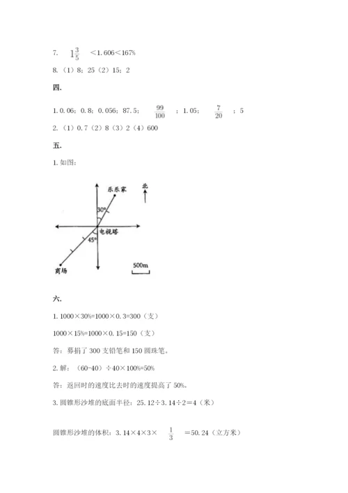 人教版六年级数学小升初试卷带答案（模拟题）.docx