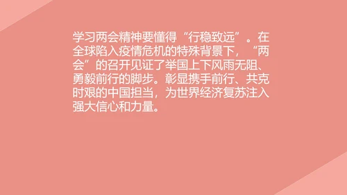 粉色党政风两会学习心得PPT模板
