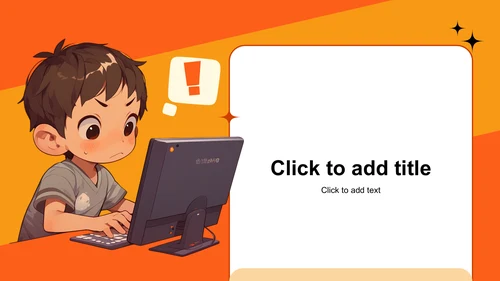 橙色插画风中小学网络安全课件PPT主题
