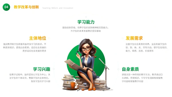 绿色卡通教学通用PPT模板
