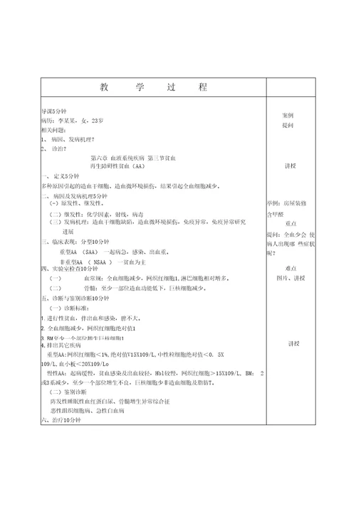 内科护理学教案血液系统疾病病人的护理