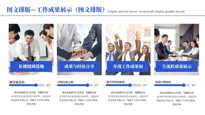 蓝色商务风4项图文排版PPT单页