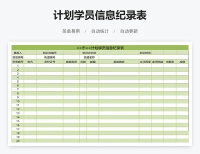 计划学员信息纪录表