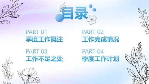彩色花卉流体季度工作总结PPT模板