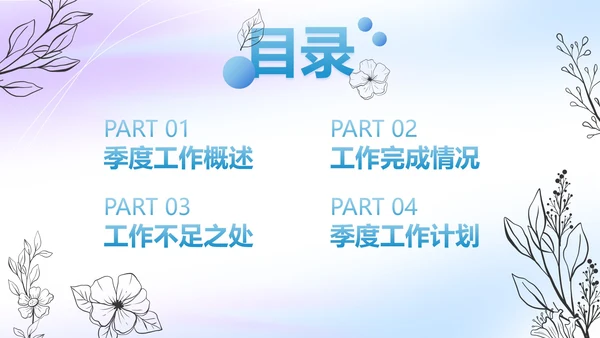 彩色花卉流体季度工作总结PPT模板