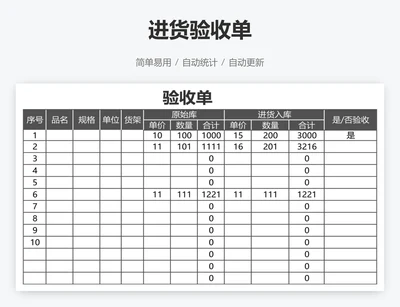 进货验收单