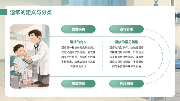 绿黄色卡通风湿疹病例知识讲解PPT