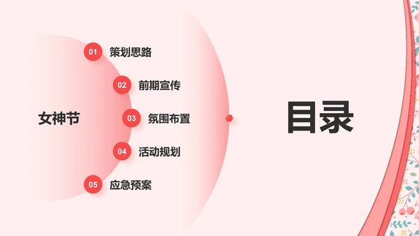 粉色简约扁平妇女节活动策划PPT