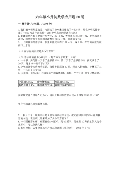 六年级小升初数学应用题50道及参考答案（综合题）.docx