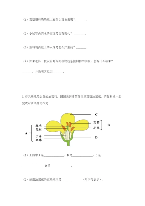 科学四年级下册第一单元《植物的生长变化》测试卷（完整版）.docx