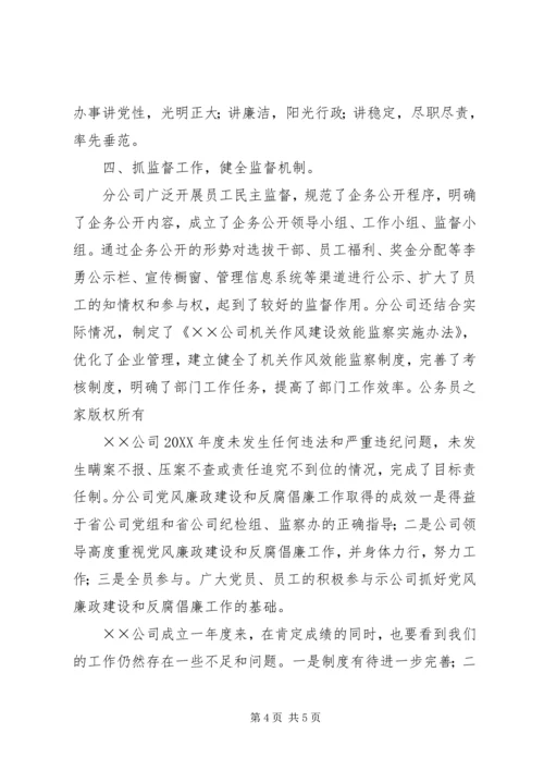 电力公司党风廉政建设自查报告.docx