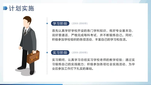 蓝色简约微立体大学生职业生涯规划带内容PPT模板