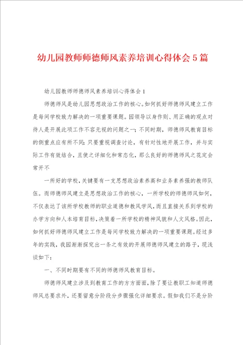 幼儿园教师师德师风素养培训心得体会5篇