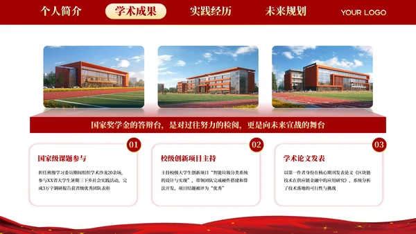 红色学院风20XX学年度国家奖学金答辩PPT模板