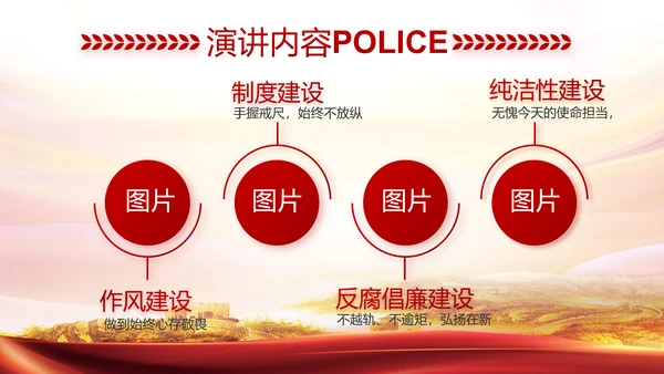 红色大公安民警守纪律讲规矩动态泡腾片模板