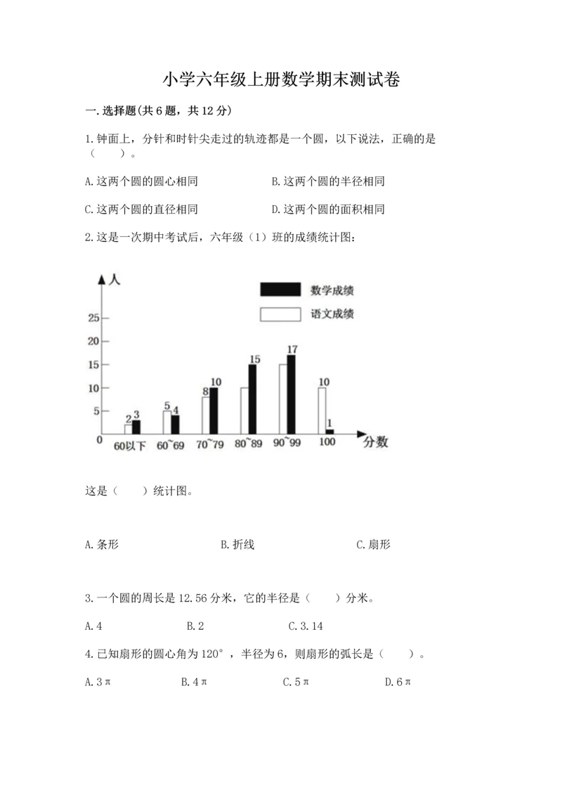 小学六年级上册数学期末测试卷带答案ab卷.docx