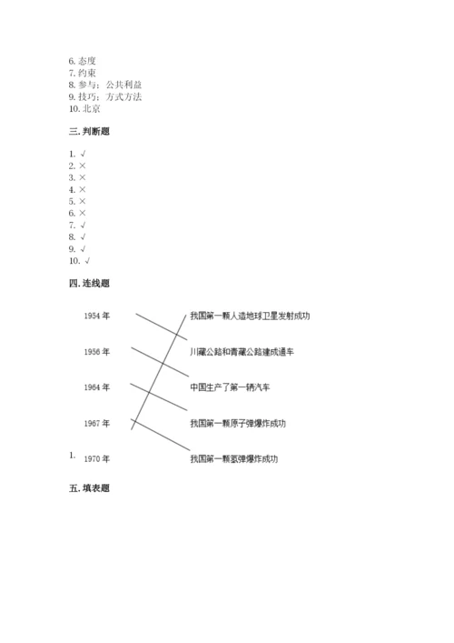 部编版五年级下册道德与法治 期末测试卷附答案【达标题】.docx