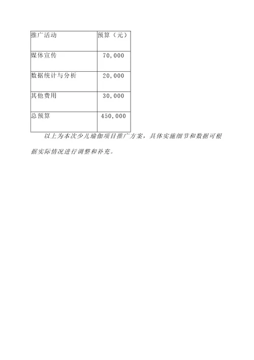 少儿瑜伽项目推广方案