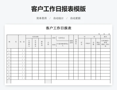 客户工作日报表模版