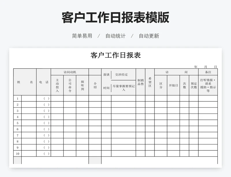 客户工作日报表模版