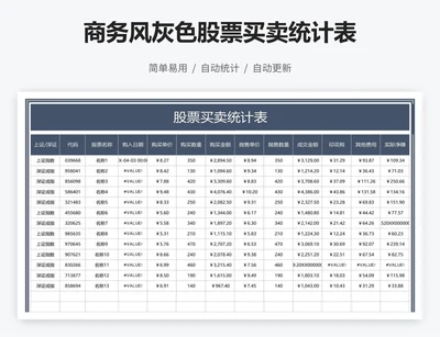 商务风灰色股票买卖统计表