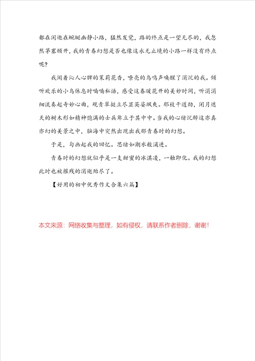实用的初中优秀作文合集六篇