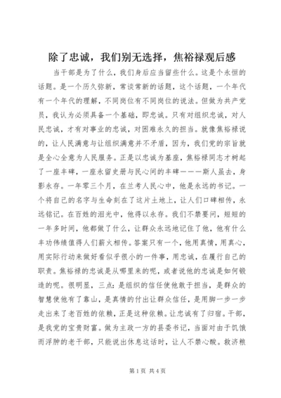 除了忠诚，我们别无选择，焦裕禄观后感.docx