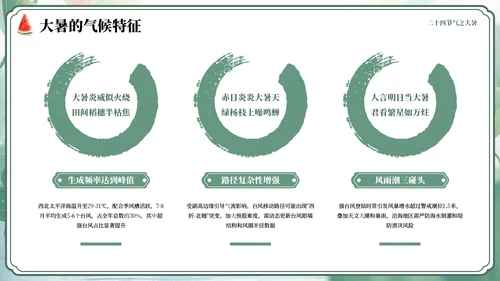 绿色小清新风二十四节气之大暑节气PPT模板