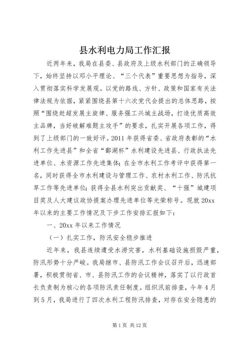 县水利电力局工作汇报.docx