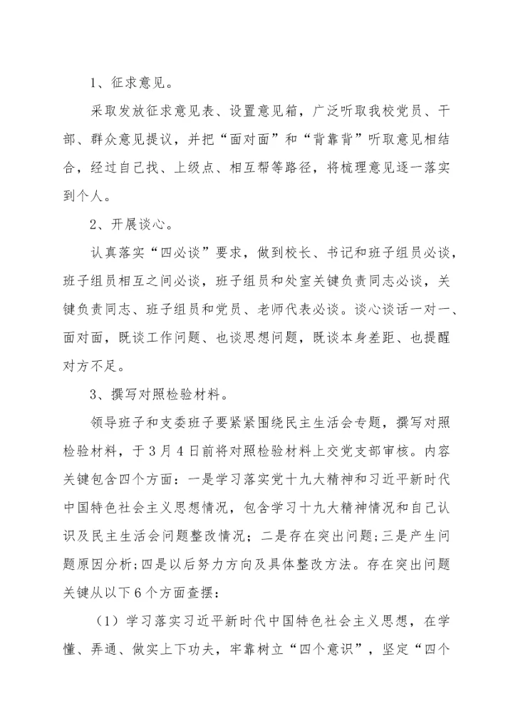 何家畔九学校党支部民主生活会实施专业方案.docx