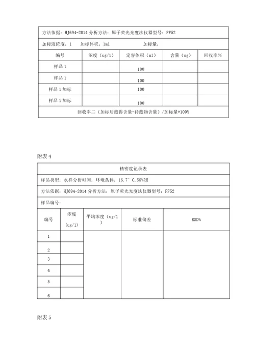 新项目试验报告水质砷的测定原子荧光法