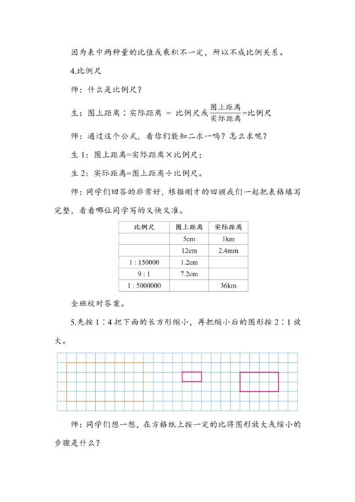 《第四单元复习》（教案）人教版六年级数学下册
