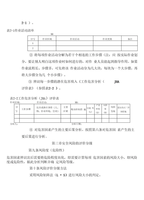 安全生产风险分级管控管理制度