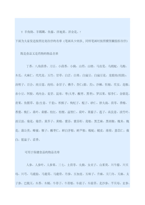 卫生部版药食同源目录表.docx