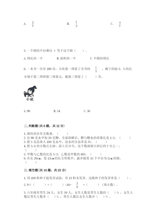 人教版六年级上册数学期末测试卷（典优）word版.docx