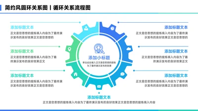 蓝色简约风7项圆环关系图PPT