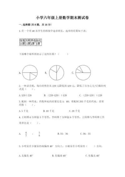 小学六年级上册数学期末测试卷含答案解析.docx