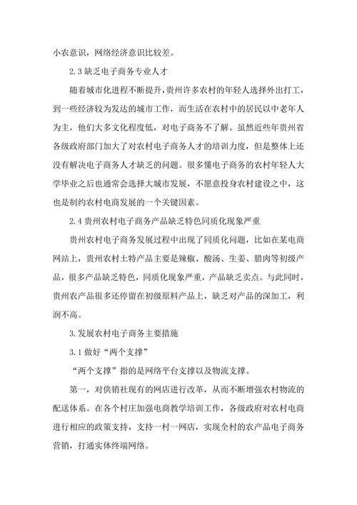 贵州农村电子商务发展存在的问题及对策