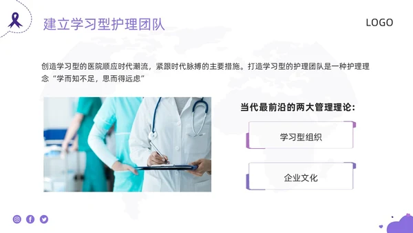 紫色商务护理团队与文化建设PPT模板宣传PPT动态PPT团团队建设