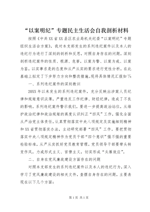 “以案明纪”专题民主生活会自我剖析材料.docx